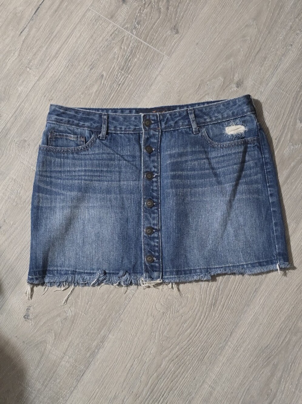 Hollister Blue Button-Front Denim Mini Skirt